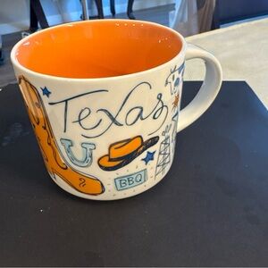 Texas-Themed Ceramic Coffee Mug - Orange Interior